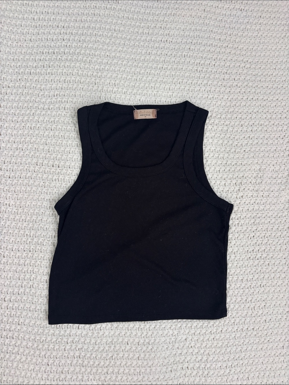 Altar’d State Black Women's Ribbed Cropped Scoop Neck Tank Top